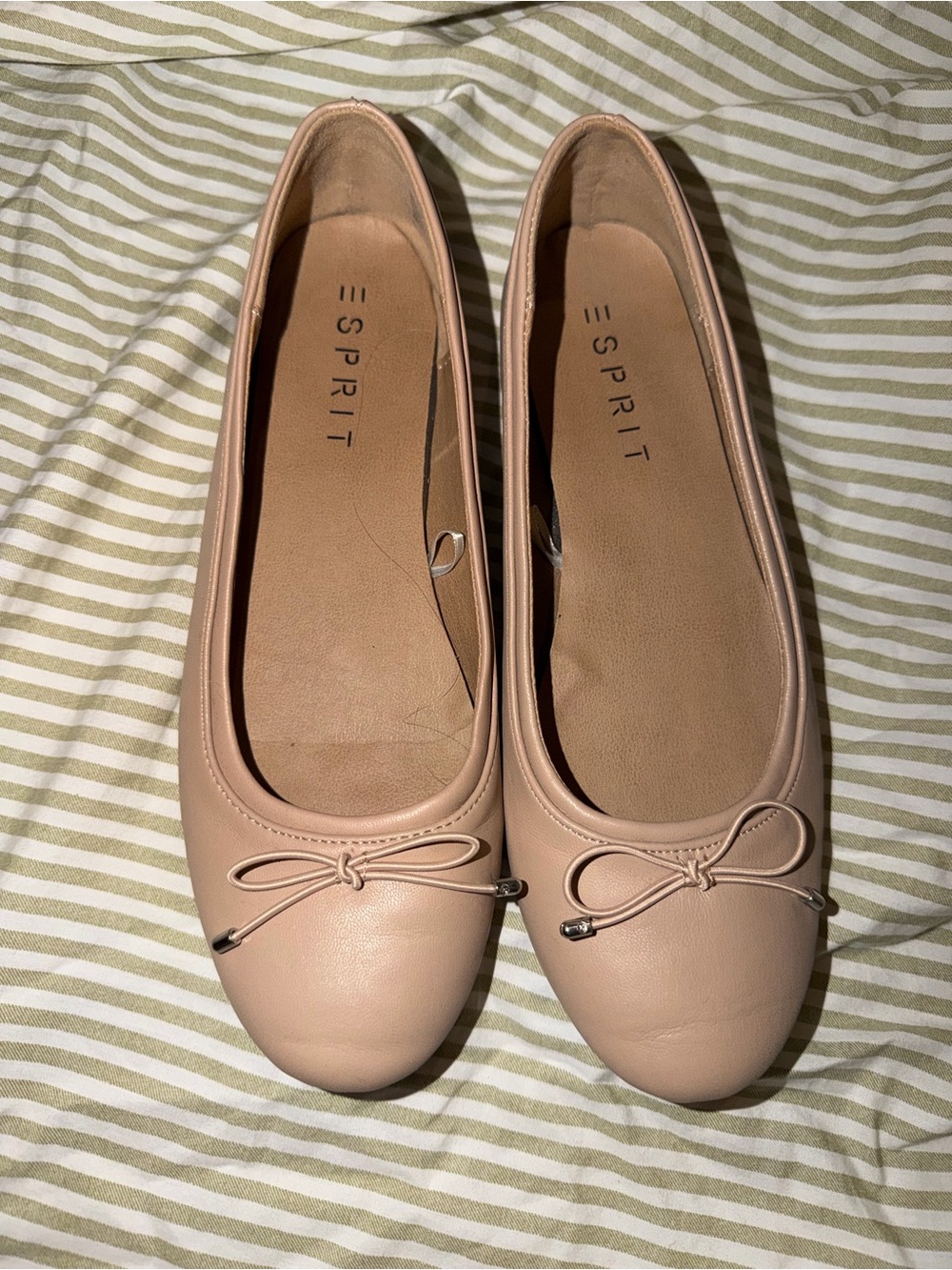 Esprit Blush Pink Ballet Flats with Bow Accent